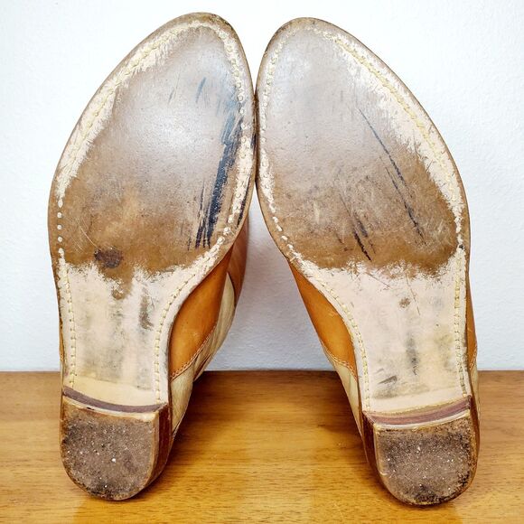 VTG Leather Slouchy Cowboy Boots Peter Pan Pull On Shoes Western Casual SZ 12N - Picture 5 of 12